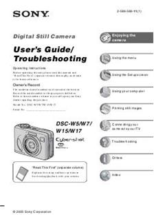 Sony Cyber-shot W17 manual. Camera Instructions.